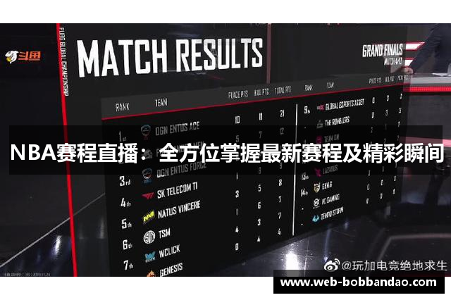 NBA赛程直播：全方位掌握最新赛程及精彩瞬间